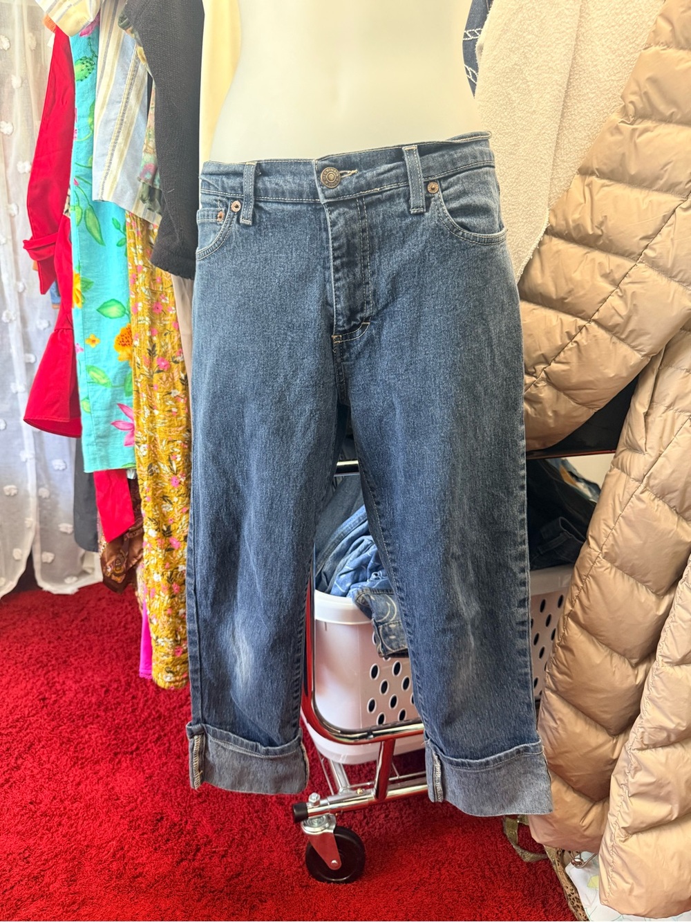 Classic Women's Blue Cuffed Jean Capris